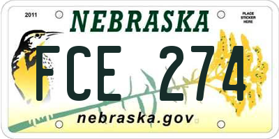 NE license plate FCE274