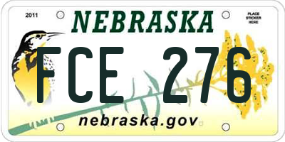 NE license plate FCE276