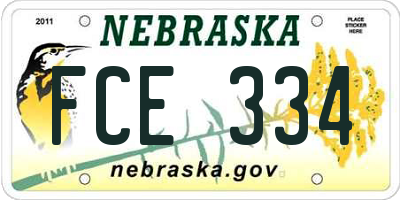 NE license plate FCE334