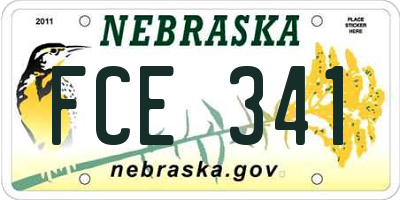 NE license plate FCE341