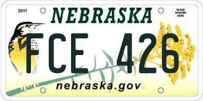 NE license plate FCE426