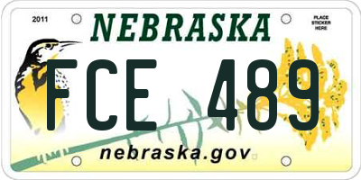NE license plate FCE489