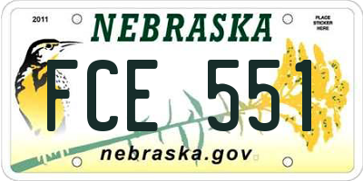 NE license plate FCE551