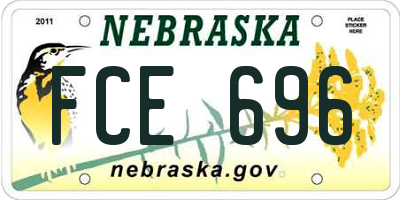 NE license plate FCE696