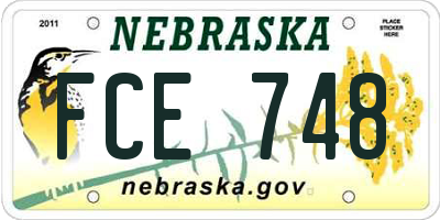NE license plate FCE748