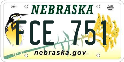 NE license plate FCE751