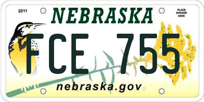 NE license plate FCE755