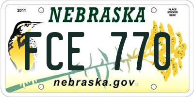 NE license plate FCE770