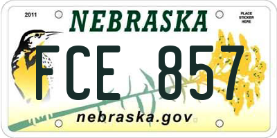 NE license plate FCE857