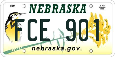 NE license plate FCE901