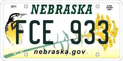 NE license plate FCE933