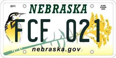 NE license plate FCF021