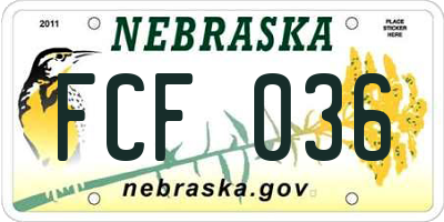 NE license plate FCF036