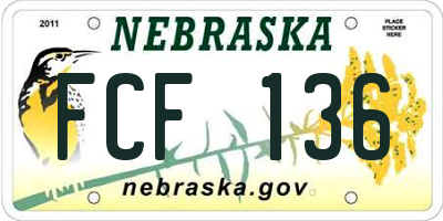 NE license plate FCF136