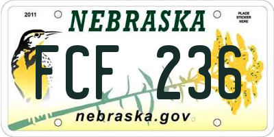 NE license plate FCF236