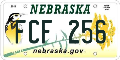 NE license plate FCF256