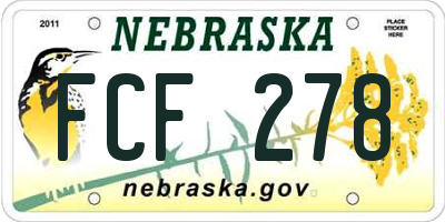 NE license plate FCF278