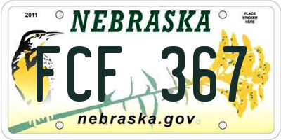 NE license plate FCF367