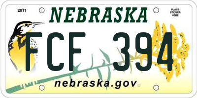 NE license plate FCF394