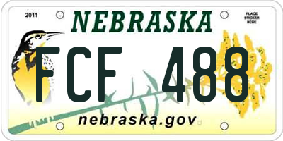 NE license plate FCF488