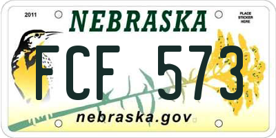 NE license plate FCF573