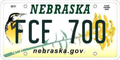 NE license plate FCF700