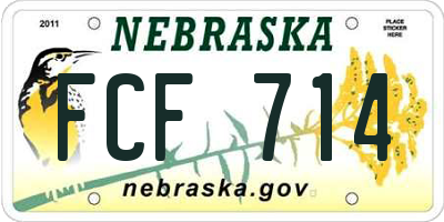 NE license plate FCF714