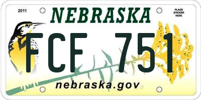 NE license plate FCF751