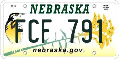 NE license plate FCF791