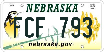 NE license plate FCF793