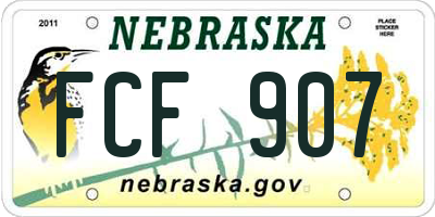 NE license plate FCF907