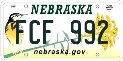 NE license plate FCF992