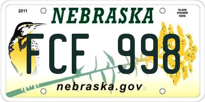NE license plate FCF998