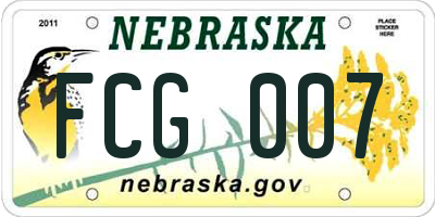 NE license plate FCG007