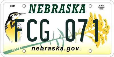 NE license plate FCG071