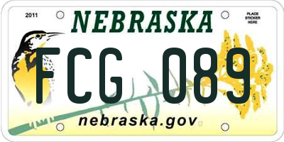 NE license plate FCG089