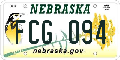 NE license plate FCG094