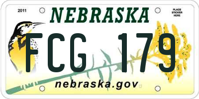 NE license plate FCG179