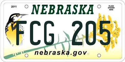 NE license plate FCG205