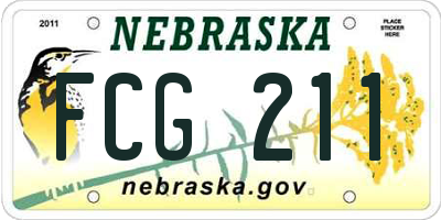 NE license plate FCG211