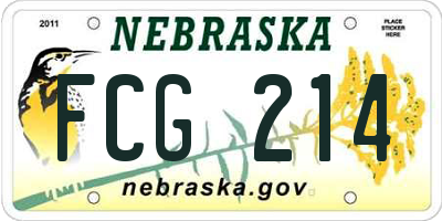 NE license plate FCG214