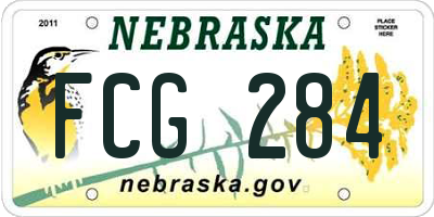 NE license plate FCG284