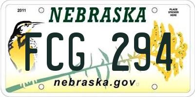 NE license plate FCG294