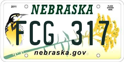NE license plate FCG317