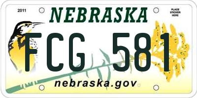 NE license plate FCG581