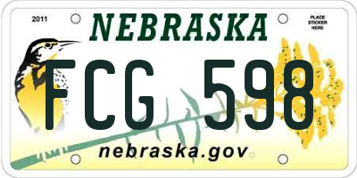 NE license plate FCG598