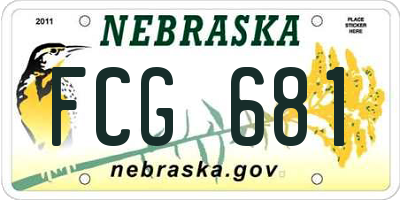NE license plate FCG681