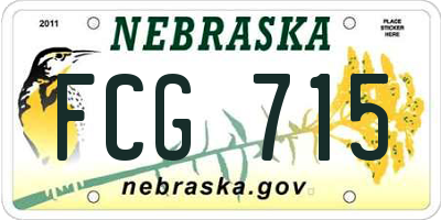 NE license plate FCG715