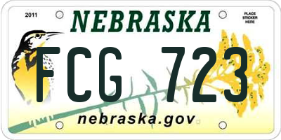 NE license plate FCG723
