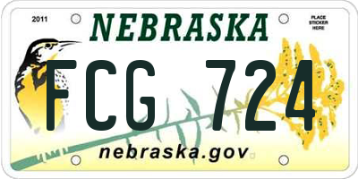 NE license plate FCG724